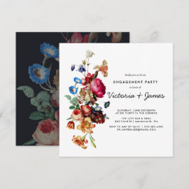 Convite de festa de noivado floral vintage escuro