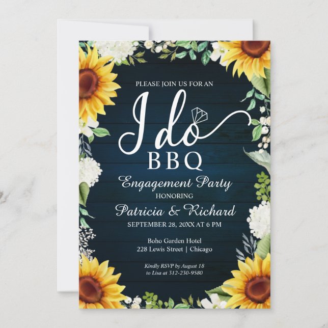 Convite de festa de noivado I Do BBQ Rustic (Frente)