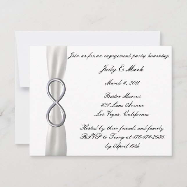 Convite de festa de noivado Infinity White Wedding (Frente)
