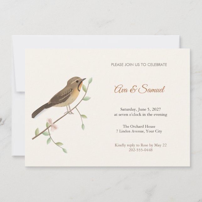 Convite de festa de noivado Longclaw Songbird (Frente)