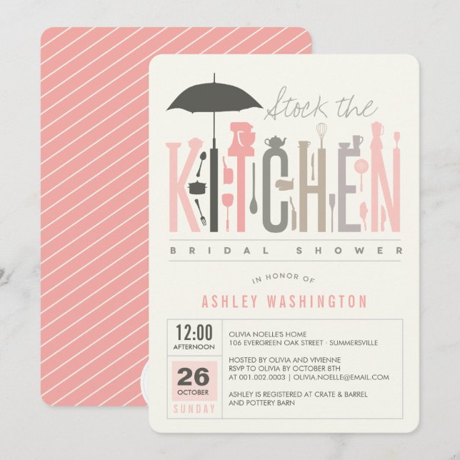 Convite de festa de noivado Mod Stock The Kitchen (Frente/Verso)