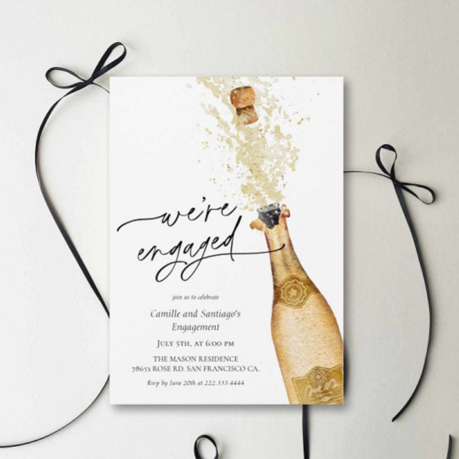 Convite de Festa de Noivado para Casais Engajados (We're Engaged - Engagement Party Invitation)