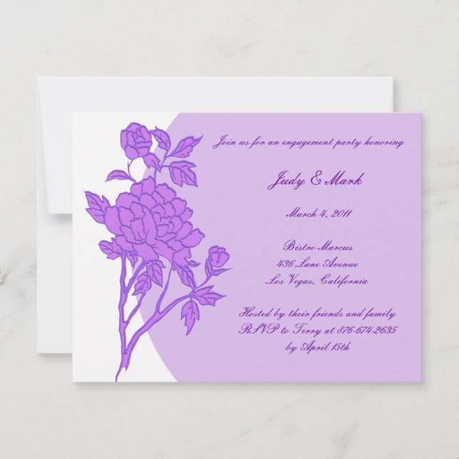 Convite de festa de noivado personalizado com flor (Frente)