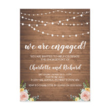 Convite de festa de noivado rústico