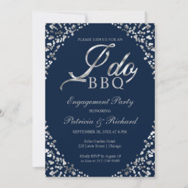 Convite de festa de noivado Silver Blue I DO BBQ