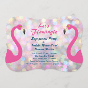 Convite de Festa de noivado Sparkly Flamingo