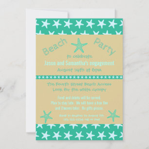 Convite de Festa de Noivado Teal Starfish Beach