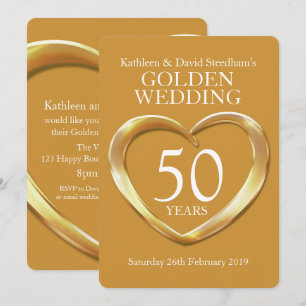 Convite de festa de ouro de casamento coração 50 a