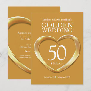 Convite de festa de ouro de casamento coração 50 a