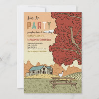 Convite de Festa de Paisagem de Fazenda de Outono