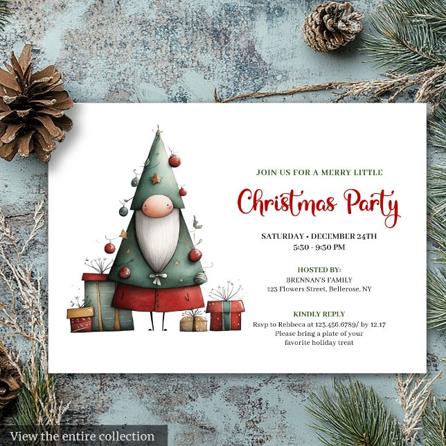 Convite de Festa de Papai Noel Engraçado e Diverti (Playful Funny Santa Watercolor Christmas Invitation)