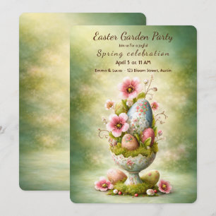Convite de Festa de Páscoa Ovos Florais Jardim Pri