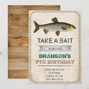 Convite de festa de pesca vintage