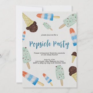 Convite de Festa de Picolé de Aquarela de Verão