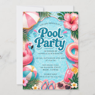 Convite de Festa de Piscina de Verão para Imprimir