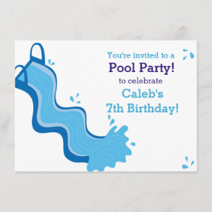 Convite de Festa de Piscina de Verão para Tobogã d