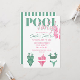 Convite de Festa de Piscina Preppy