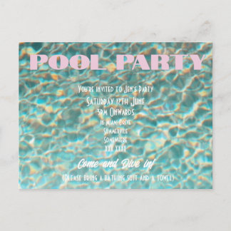 Convite de Festa de Piscina Retro Divertida