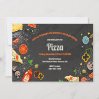 Convite de Festa de Pizza Caseira