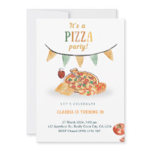 Convite de Festa de Pizza Moderna Estética