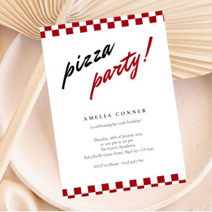 Convite de festa de pizza neutro minimalista moder