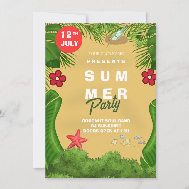 Convite de Festa de Praia de Verão (Frente)