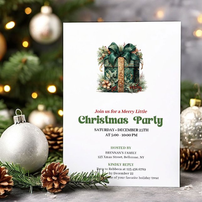 Convite de festa de presente de Natal retrô capric (Whimsical retro Christmas angel party invitation

)
