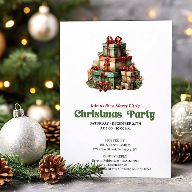 Convite de festa de presentes de Natal vitoriano e (Stylish Victorian Christmas angel party invite

)