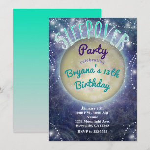 Convite de Festa de Pyjama Lua no Céu Noturno