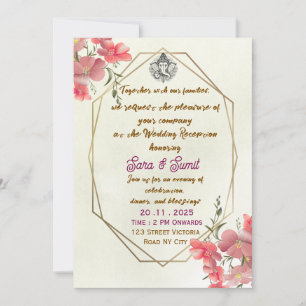 Convite de festa de recepção de casamento indiano