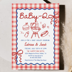 Convite de festa de revelação de BaBy-Q desenhado