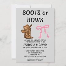 Convite de Festa de Revelação de Gênero Botas ou L