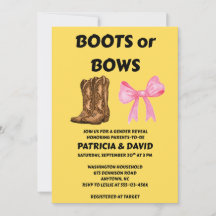 Convite de Festa de Revelação de Gênero Botas ou L