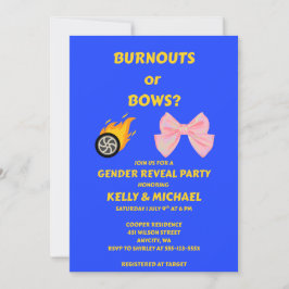 Convite de festa de revelação de gênero Burnouts o