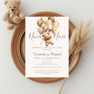 Convite de festa de revelação de gênero com balões