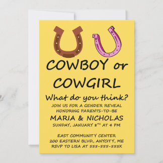 Convite de Festa de Revelação de Gênero Cowboy Cow