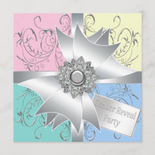 Convite de festa de revelação de gênero rosa e azu
