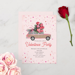 Convite de festa de São Valentim com confetes para