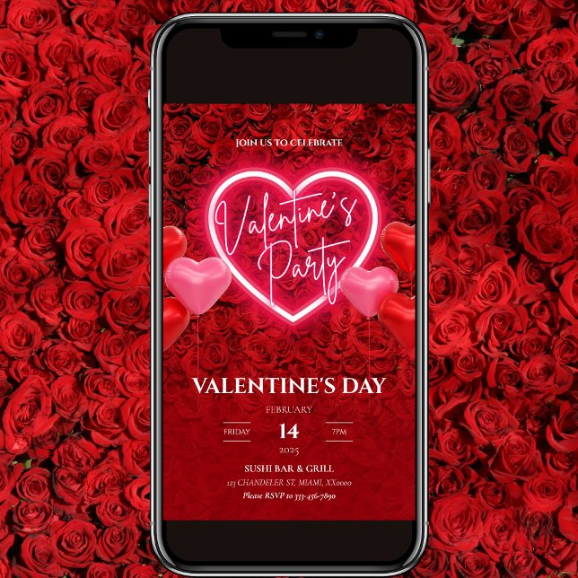 Convite de festa de São Valentim com coração de ne (Criador carregado)