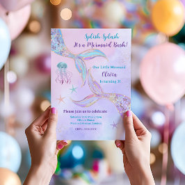 Convite de Festa de Sereia Splish Splash