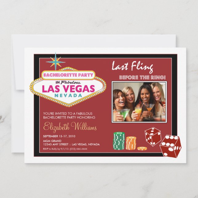 Convite de Festa de solteira de Vegas Weekend (cri (Frente)