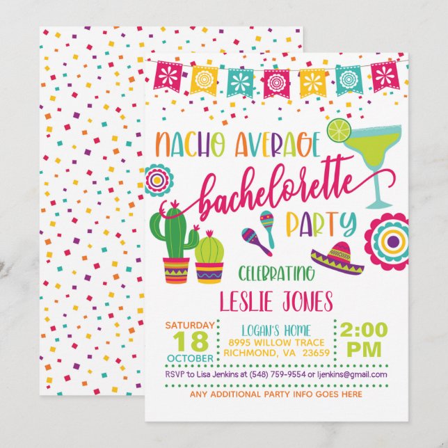 Convite de Festa de solteira Média Nacho - WH (Frente/Verso)