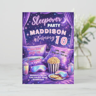 Convite de Festa de Sono Menina Pijama Aniversário