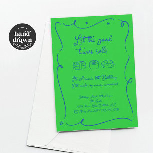 Convite de festa de sushi para meninos Blue & Gree