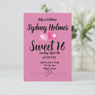 Convite de festa de Sweet Sixteen da menina cor-de