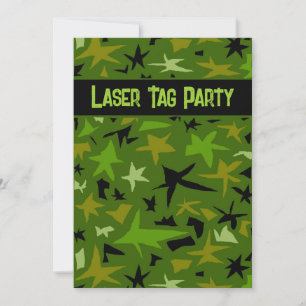 Convite de festa de Tag Laser com estrelas de camu