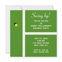 Convite de festa de tênis criativo