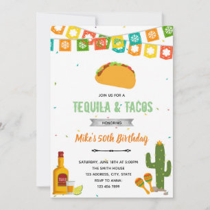 Convite de festa de tequila e tacos
