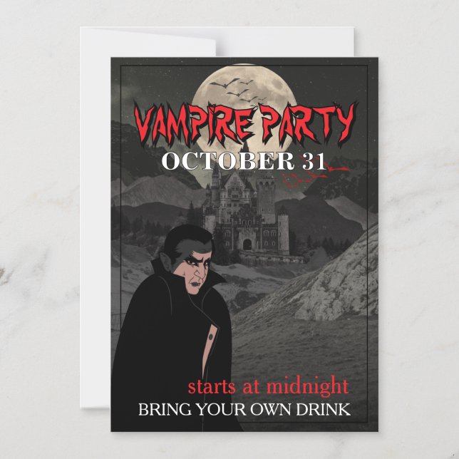 Convite de Festa de Vampiro Personalizado (Frente)