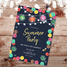 Convite de Festa de Verão com Lanternas Coloridas